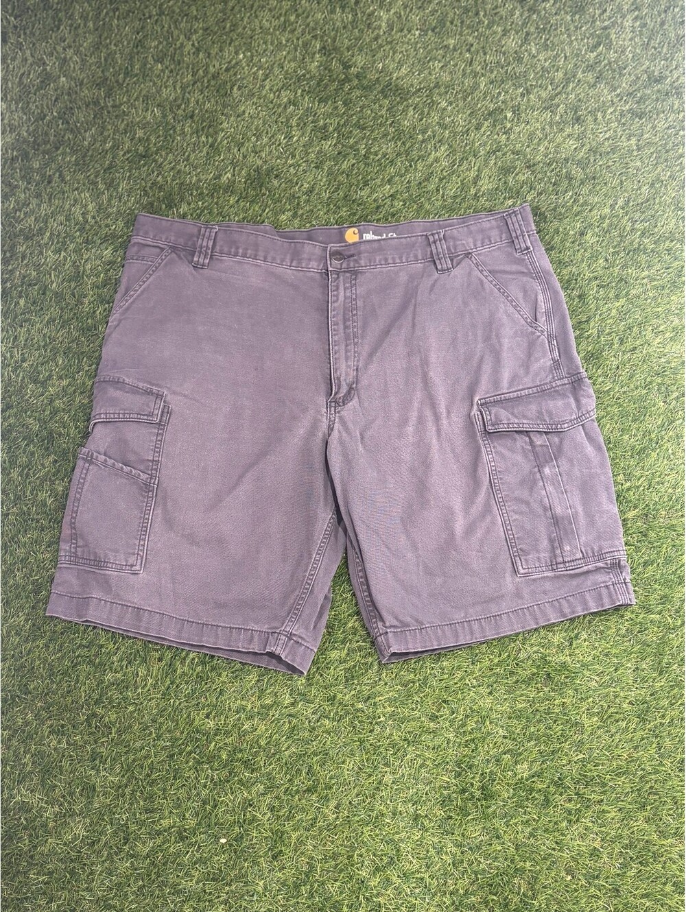 Carhartt Relaxed Fit Gray Cotton Cargo Shorts, Men's Size 42